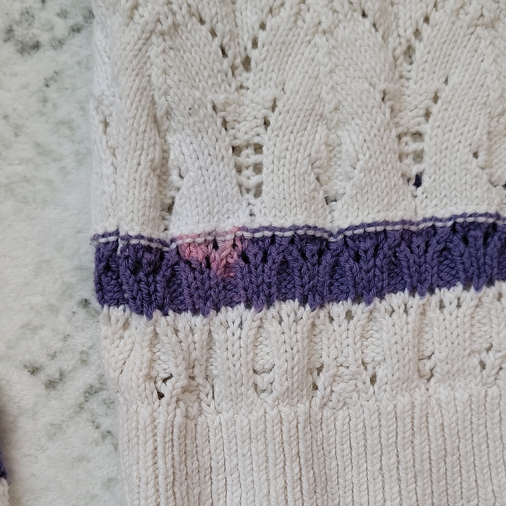 Universal Thread Cream and Purple V-Neck Sweater - Picture 6 of 9